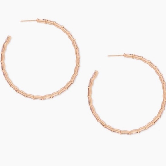 Kendra Scott Thora Rose Gold Hoop Earrings In Blush Crystal - Picture 8 of 9